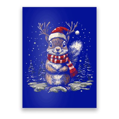 Squirrel Christmas Santa Hat Pajama Funny Squirrel Xmas Gift Poster