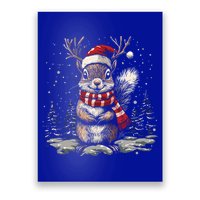 Squirrel Christmas Santa Hat Pajama Funny Squirrel Xmas Gift Poster