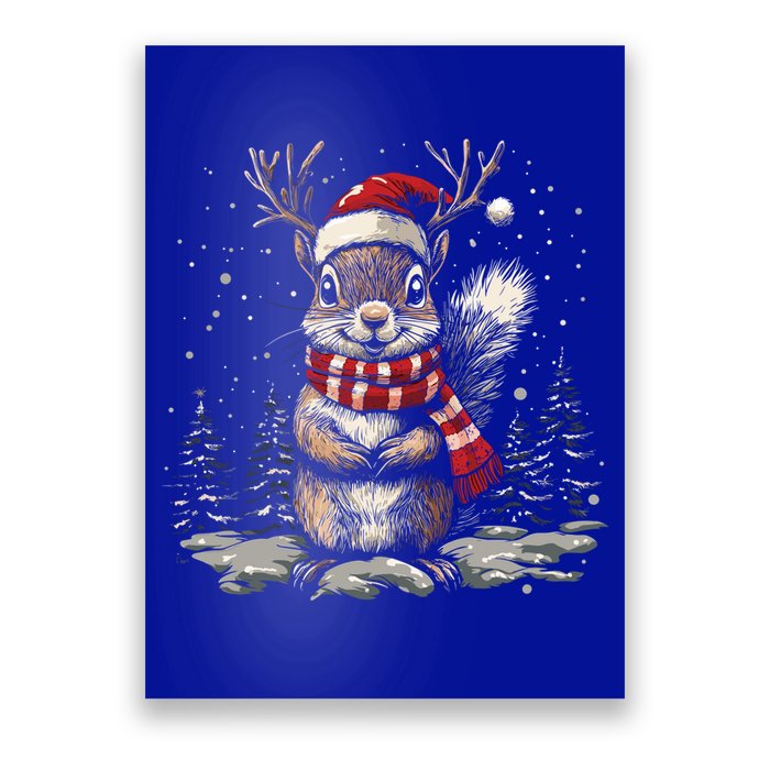 Squirrel Christmas Santa Hat Pajama Funny Squirrel Xmas Gift Poster