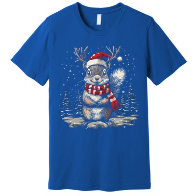 Squirrel Christmas Santa Hat Pajama Funny Squirrel Xmas Gift Premium T-Shirt