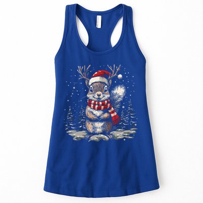 Squirrel Christmas Santa Hat Pajama Funny Squirrel Xmas Gift Womens Tank Top