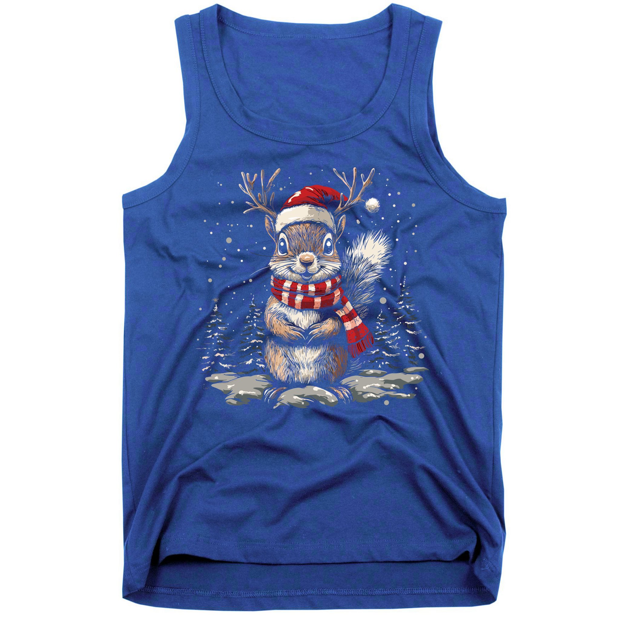 Squirrel Christmas Santa Hat Pajama Funny Squirrel Xmas Gift Tank Top