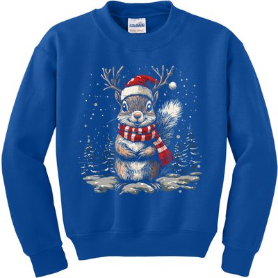 Squirrel Christmas Santa Hat Pajama Funny Squirrel Xmas Gift Kids Sweatshirt