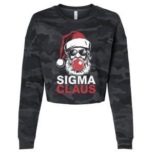 Sigma Claus Santa Funny Christmas Riz Z Male The Rizzler Meme Cropped Pullover Crew