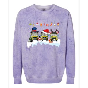 Santa Claus School Bus Driver Christmas Costume Xmas Pajama Colorblast Crewneck Sweatshirt