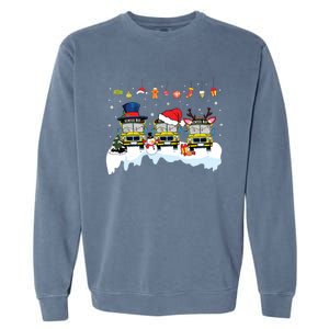 Santa Claus School Bus Driver Christmas Costume Xmas Pajama Garment-Dyed Sweatshirt