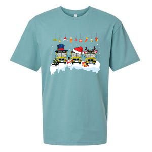 Santa Claus School Bus Driver Christmas Costume Xmas Pajama Sueded Cloud Jersey T-Shirt