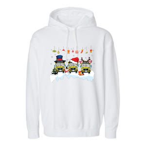 Santa Claus School Bus Driver Christmas Costume Xmas Pajama Garment-Dyed Fleece Hoodie