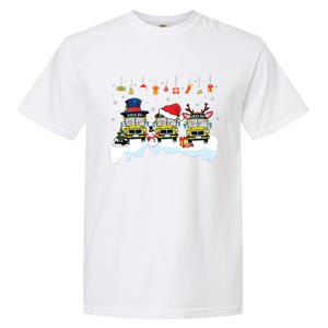 Santa Claus School Bus Driver Christmas Costume Xmas Pajama Garment-Dyed Heavyweight T-Shirt