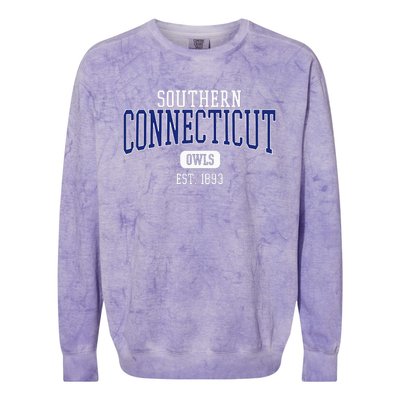 S.O.U.T.H.E.R.N Connecticut State Owls Est. Date Colorblast Crewneck Sweatshirt