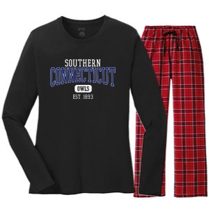 S.O.U.T.H.E.R.N Connecticut State Owls Est. Date Women's Long Sleeve Flannel Pajama Set 