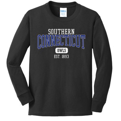 S.O.U.T.H.E.R.N Connecticut State Owls Est. Date Kids Long Sleeve Shirt