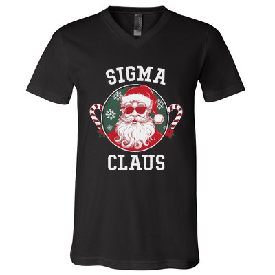 Sigma Claus Santa Funny Christmas Rizz Male The Rizzler Meme V-Neck T-Shirt