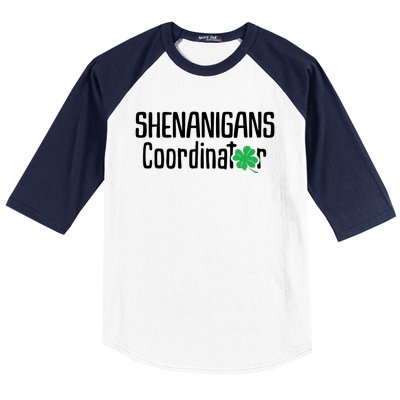 Shenanigans Coordinator St Patrick's Day Baseball Sleeve Shirt