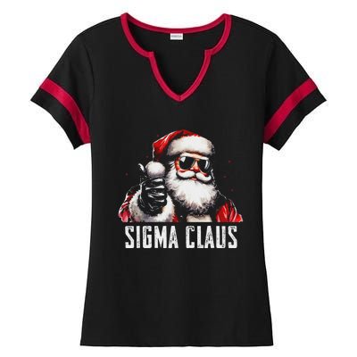 Sigma Claus Santa Funny Christmas Rizz Male The Rizzler Meme Ladies Halftime Notch Neck Tee