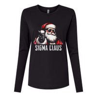 Sigma Claus Santa Funny Christmas Rizz Male The Rizzler Meme Womens Cotton Relaxed Long Sleeve T-Shirt