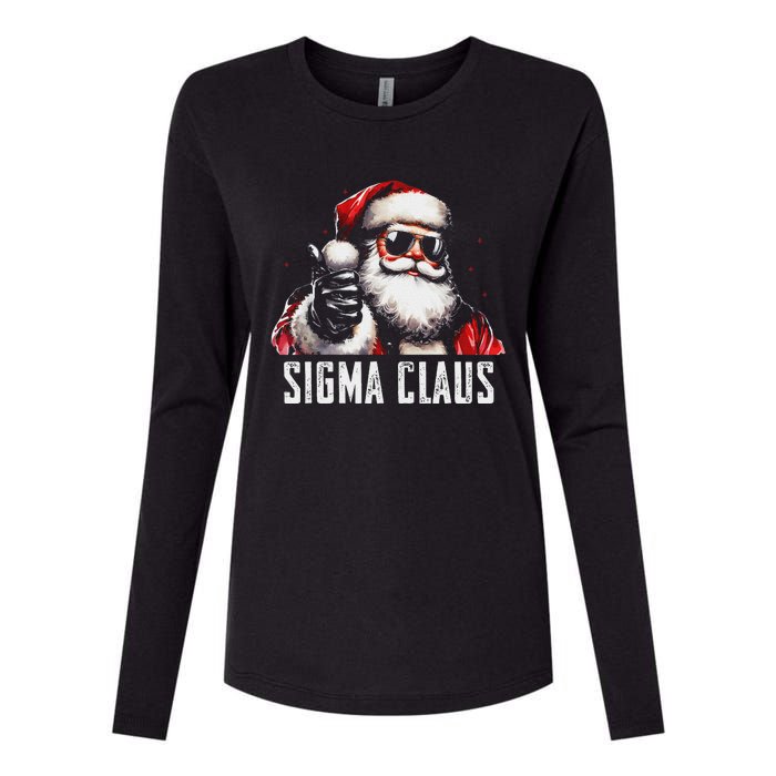 Sigma Claus Santa Funny Christmas Rizz Male The Rizzler Meme Womens Cotton Relaxed Long Sleeve T-Shirt