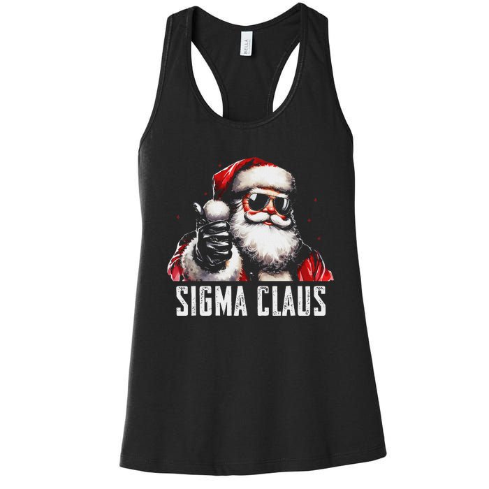 Sigma Claus Santa Funny Christmas Rizz Male The Rizzler Meme Women's Racerback Tank