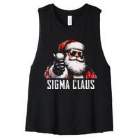 Sigma Claus Santa Funny Christmas Rizz Male The Rizzler Meme Women's Racerback Cropped Tank