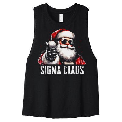 Sigma Claus Santa Funny Christmas Rizz Male The Rizzler Meme Women's Racerback Cropped Tank