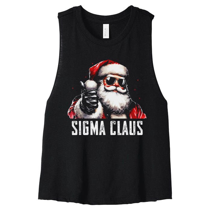 Sigma Claus Santa Funny Christmas Rizz Male The Rizzler Meme Women's Racerback Cropped Tank