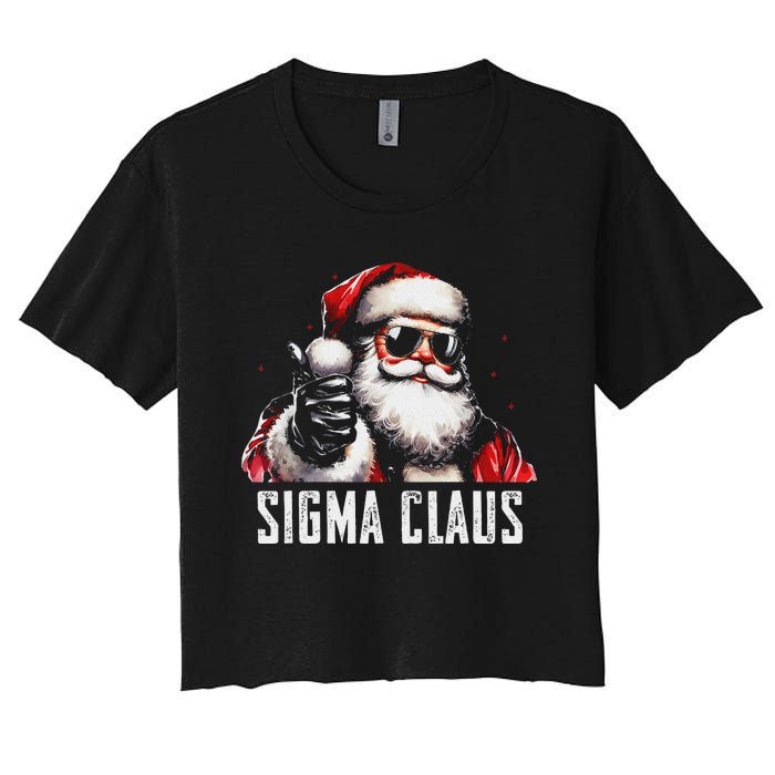 Sigma Claus Santa Funny Christmas Rizz Male The Rizzler Meme Women's Crop Top Tee