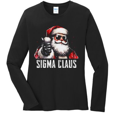 Sigma Claus Santa Funny Christmas Rizz Male The Rizzler Meme Ladies Long Sleeve Shirt