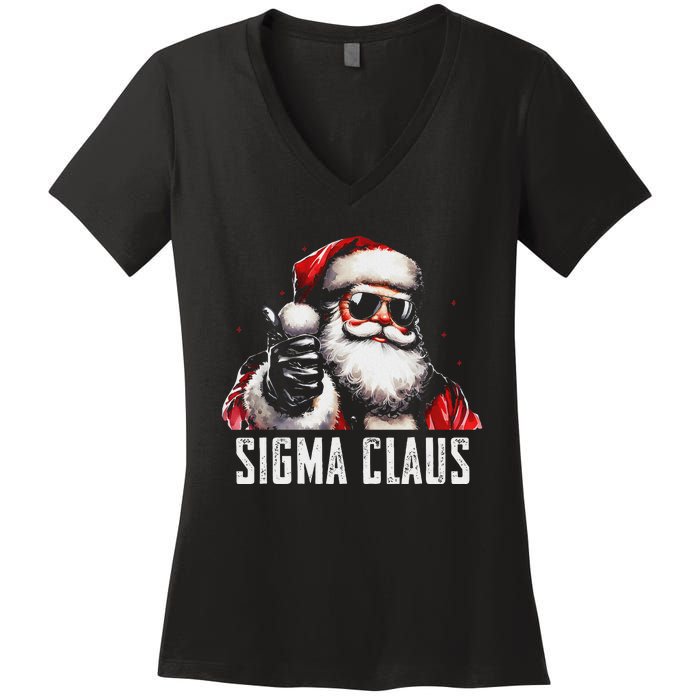 Sigma Claus Santa Funny Christmas Rizz Male The Rizzler Meme Women's V-Neck T-Shirt