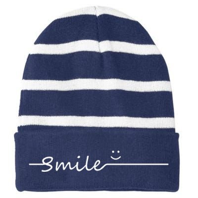 Smile Cute Smiley Face Gift Striped Beanie with Solid Band