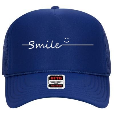 Smile Cute Smiley Face Gift High Crown Mesh Back Trucker Hat