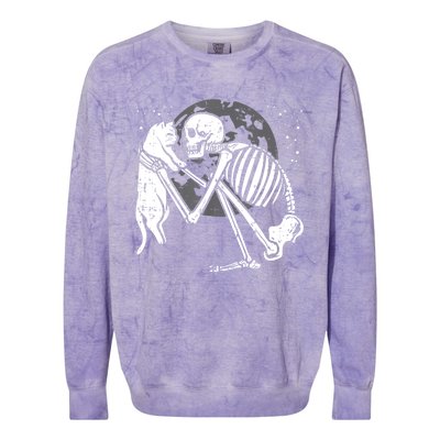 Skeleton Cat Skull Kitty Cute Goth Halloween Colorblast Crewneck Sweatshirt