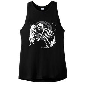 Skeleton Cat Skull Kitty Cute Goth Halloween Ladies PosiCharge Tri-Blend Wicking Tank