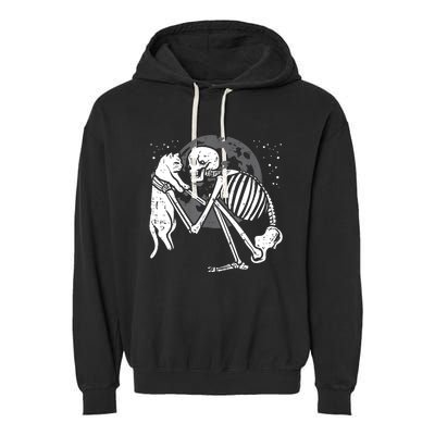 Skeleton Cat Skull Kitty Cute Goth Halloween Garment-Dyed Fleece Hoodie