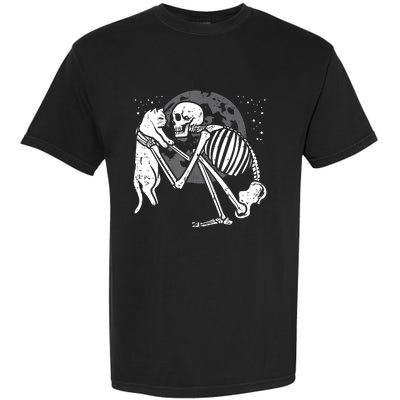 Skeleton Cat Skull Kitty Cute Goth Halloween Garment-Dyed Heavyweight T-Shirt