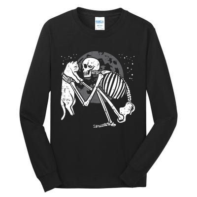 Skeleton Cat Skull Kitty Cute Goth Halloween Tall Long Sleeve T-Shirt