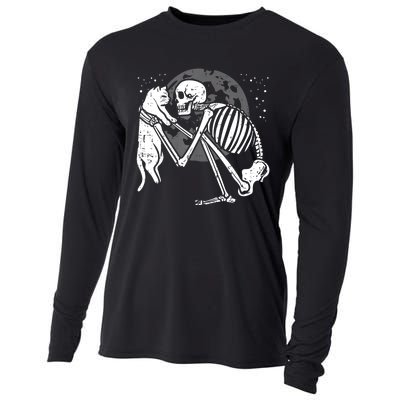 Skeleton Cat Skull Kitty Cute Goth Halloween Cooling Performance Long Sleeve Crew