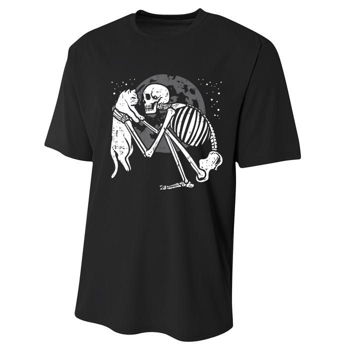 Skeleton Cat Skull Kitty Cute Goth Halloween Performance Sprint T-Shirt