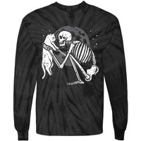 Skeleton Cat Skull Kitty Cute Goth Halloween Tie-Dye Long Sleeve Shirt