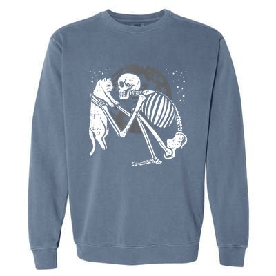 Skeleton Cat Skull Kitty Cute Goth Halloween Garment-Dyed Sweatshirt