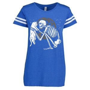 Skeleton Cat Skull Kitty Cute Goth Halloween Enza Ladies Jersey Football T-Shirt