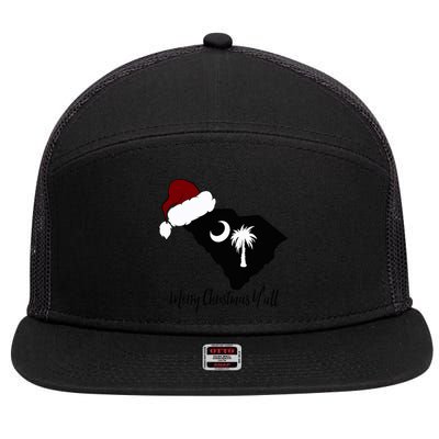 South Carolina Sc Merry Christmas Yall 7 Panel Mesh Trucker Snapback Hat