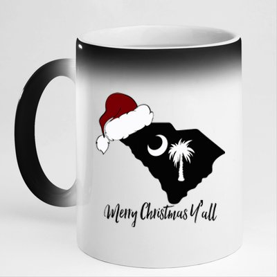 South Carolina Sc Merry Christmas Yall 11oz Black Color Changing Mug