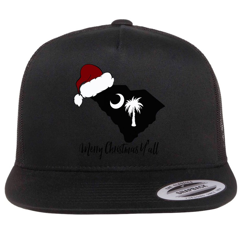 South Carolina Sc Merry Christmas Yall Flat Bill Trucker Hat