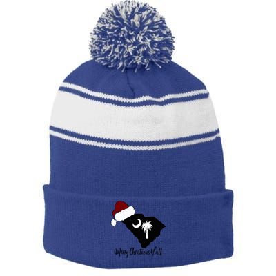 South Carolina Sc Merry Christmas Yall Stripe Pom Pom Beanie