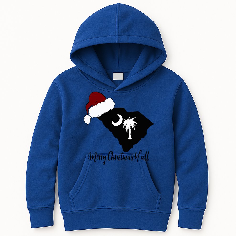 South Carolina Sc Merry Christmas Yall Kids Hoodie