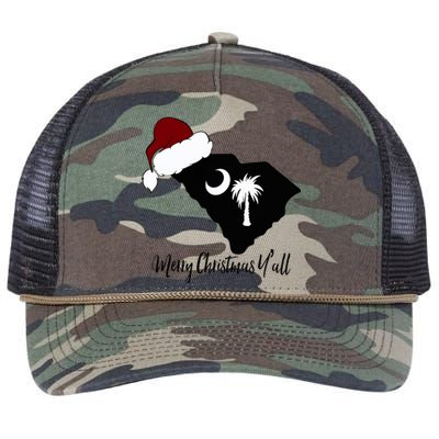 South Carolina Sc Merry Christmas Yall Retro Rope Trucker Hat Cap