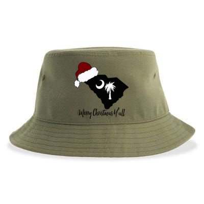 South Carolina Sc Merry Christmas Yall Sustainable Bucket Hat