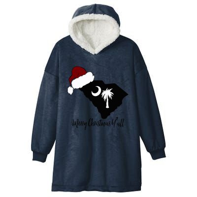 South Carolina Sc Merry Christmas Yall Hooded Wearable Blanket