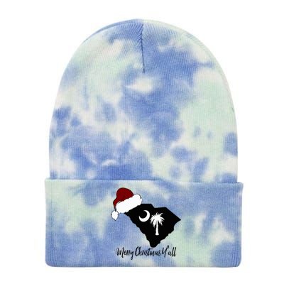 South Carolina Sc Merry Christmas Yall Tie Dye 12in Knit Beanie