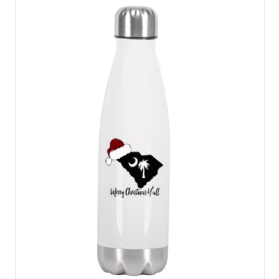 South Carolina Sc Merry Christmas Yall Stainless Steel Insulated Water Bottle